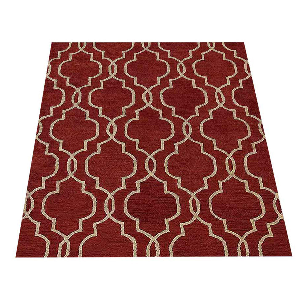 Hand Tufted Wool Area Rug Geometric Beige Brown K09014