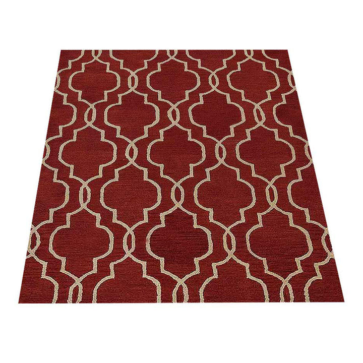 Hand Tufted Wool Area Rug Geometric Beige Brown K09014
