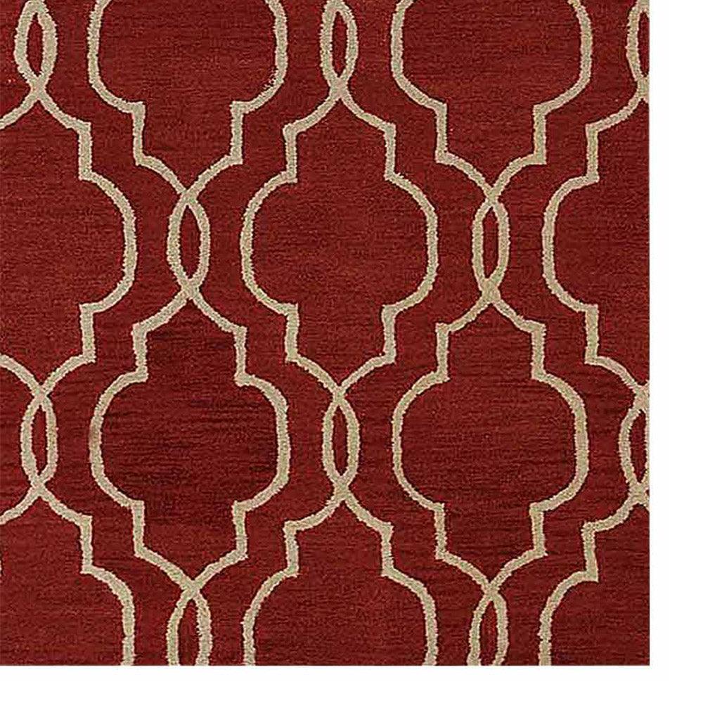 Hand Tufted Wool Area Rug Geometric Beige Brown K09014