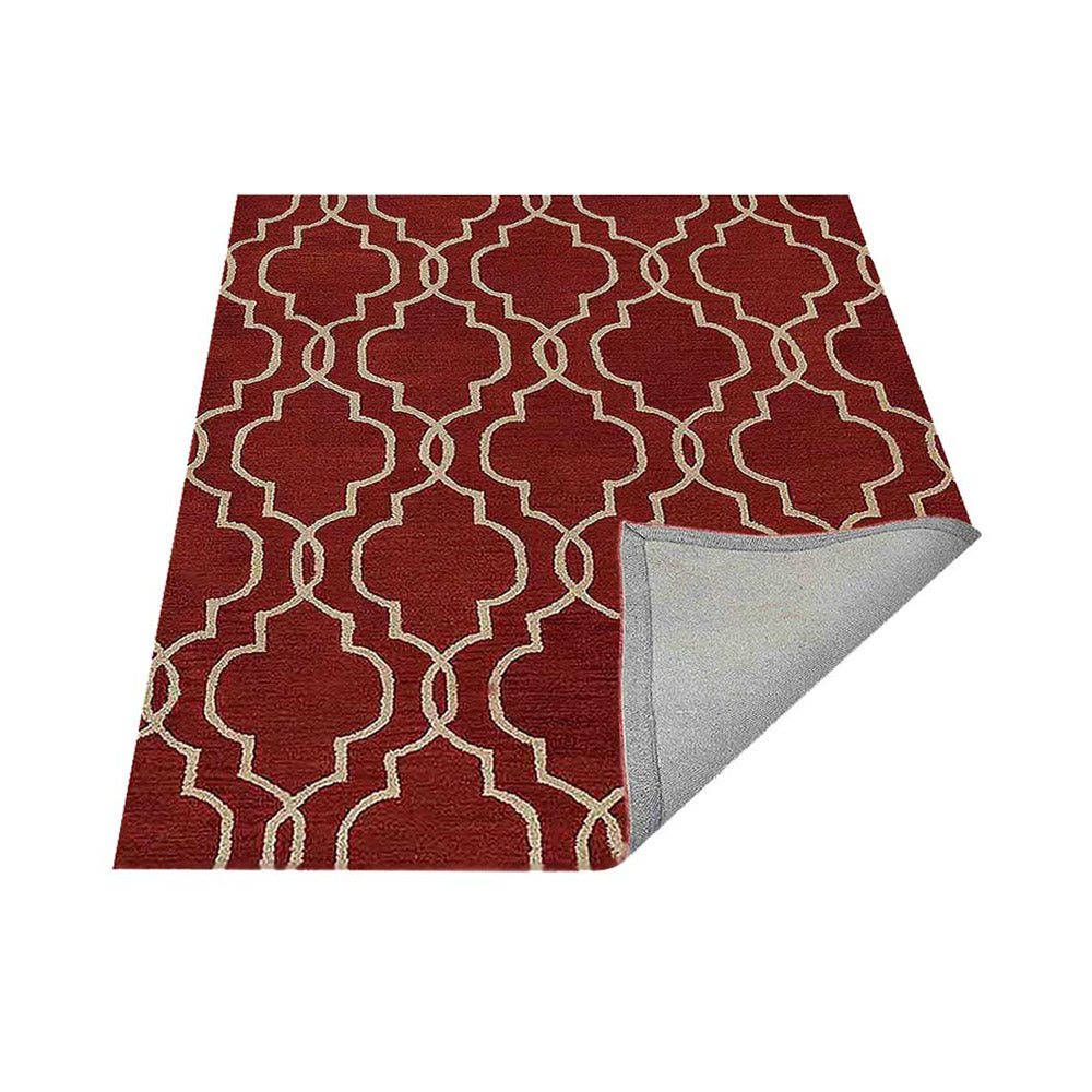 Hand Tufted Wool Area Rug Geometric Beige Brown K09014