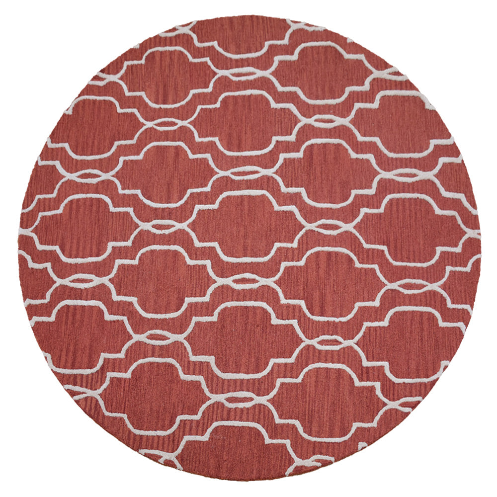 Hand Tufted Wool Area Rug Geometric Beige Brown K09014