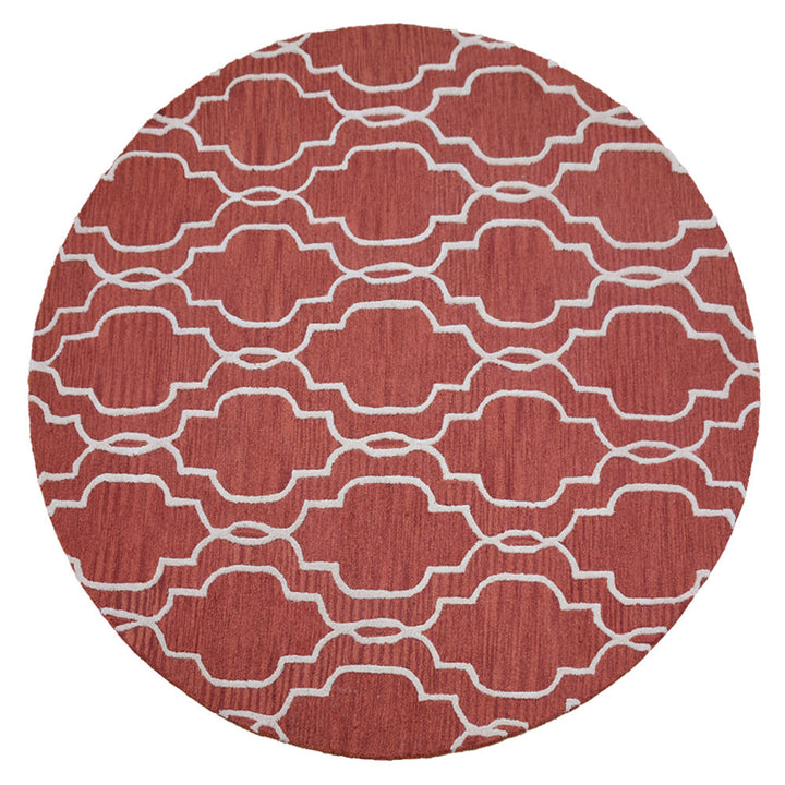 Hand Tufted Wool Area Rug Geometric Beige Brown K09014