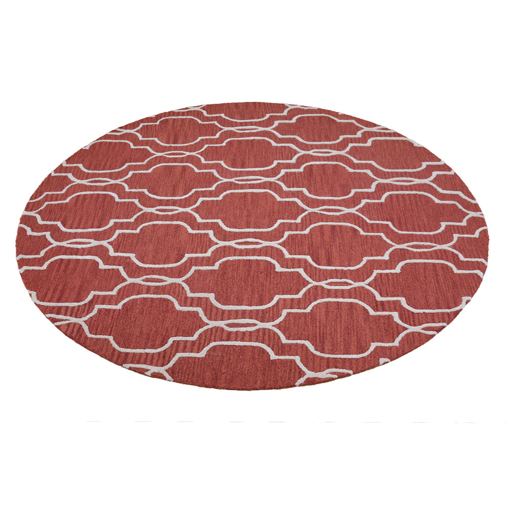 Hand Tufted Wool Area Rug Geometric Beige Brown K09014