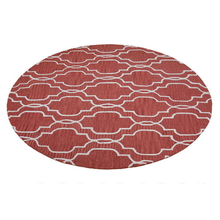 Hand Tufted Wool Area Rug Geometric Beige Brown K09014