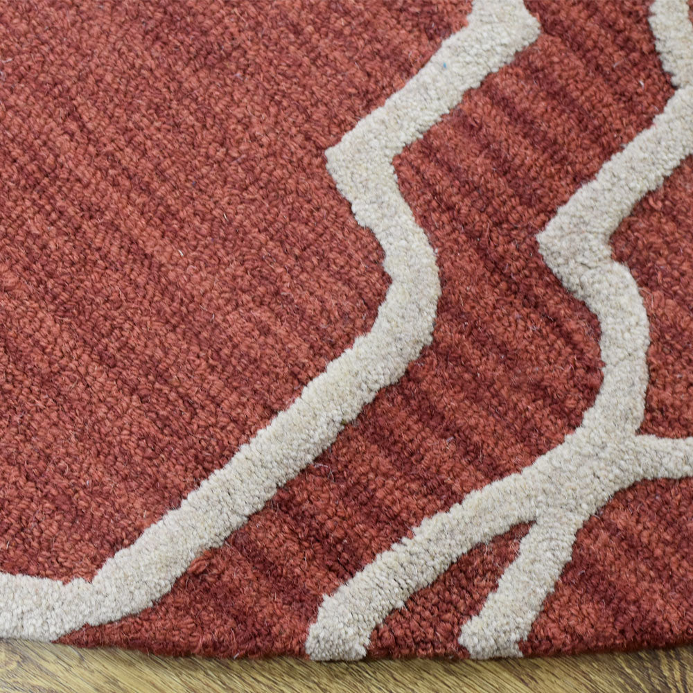Hand Tufted Wool Area Rug Geometric Beige Brown K09014