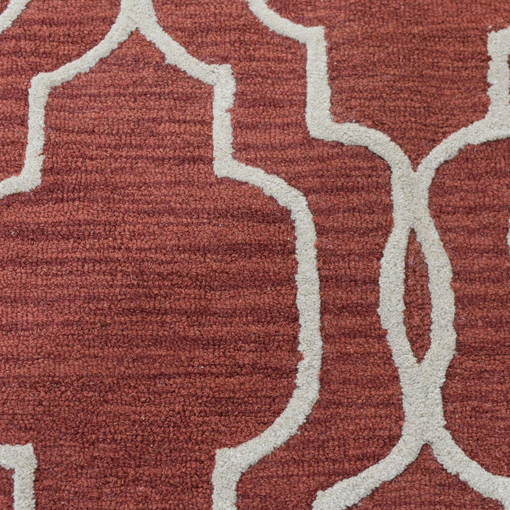 Hand Tufted Wool Area Rug Geometric Beige Brown K09014