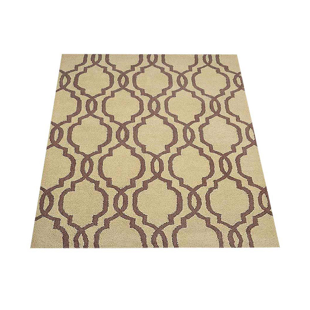 Hand Tufted Wool Area Rug Geometric Beige Brown K09014