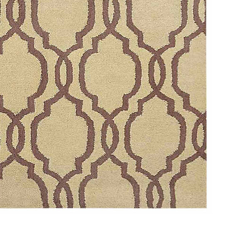 Hand Tufted Wool Area Rug Geometric Beige Brown K09014