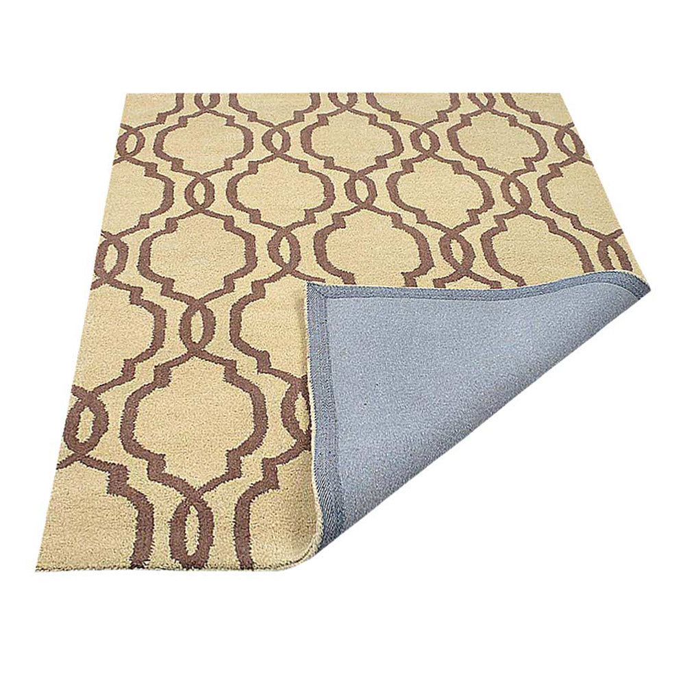 Hand Tufted Wool Area Rug Geometric Beige Brown K09014