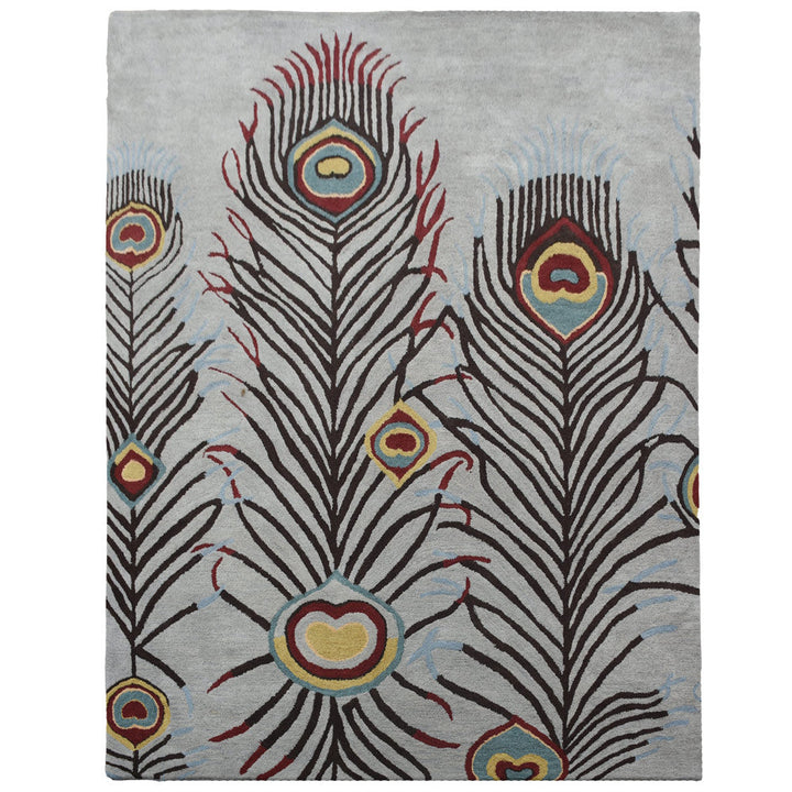 Hand Tufted Wool Area Rug Contemporary Silver K09342