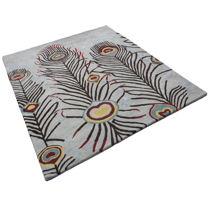 Hand Tufted Wool Area Rug Contemporary Silver K09342