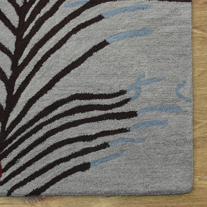 Hand Tufted Wool Area Rug Contemporary Silver K09342