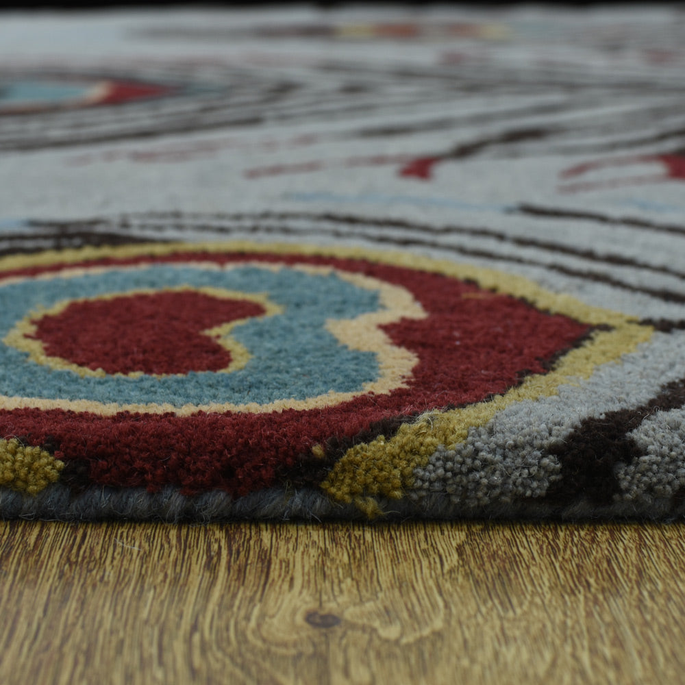Hand Tufted Wool Area Rug Contemporary Silver K09342