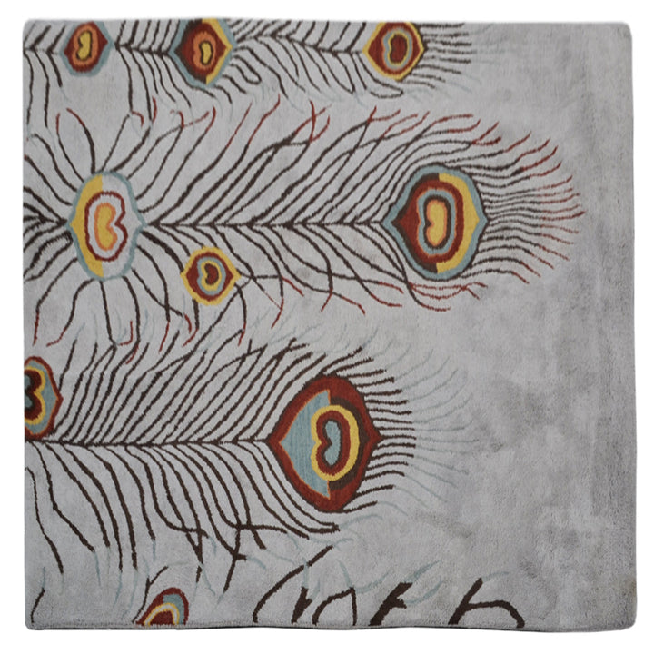 Hand Tufted Wool Area Rug Contemporary Silver K09342