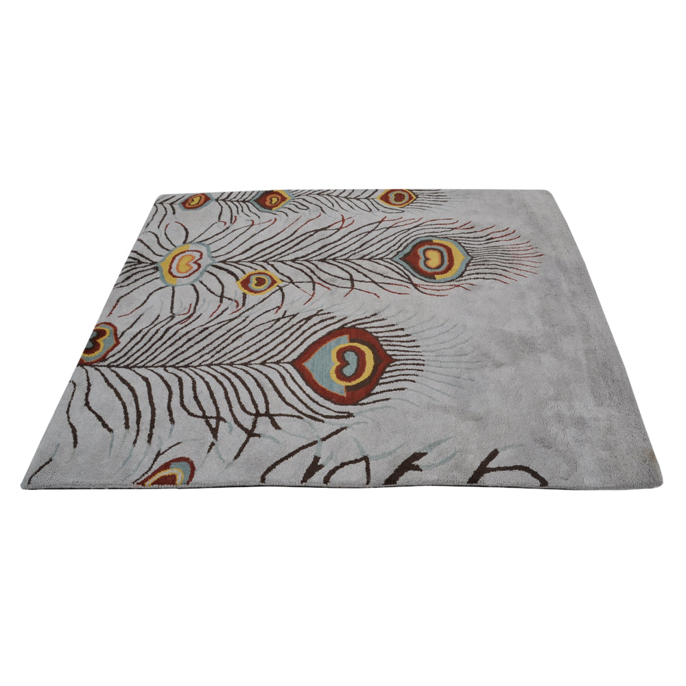 Hand Tufted Wool Area Rug Contemporary Silver K09342