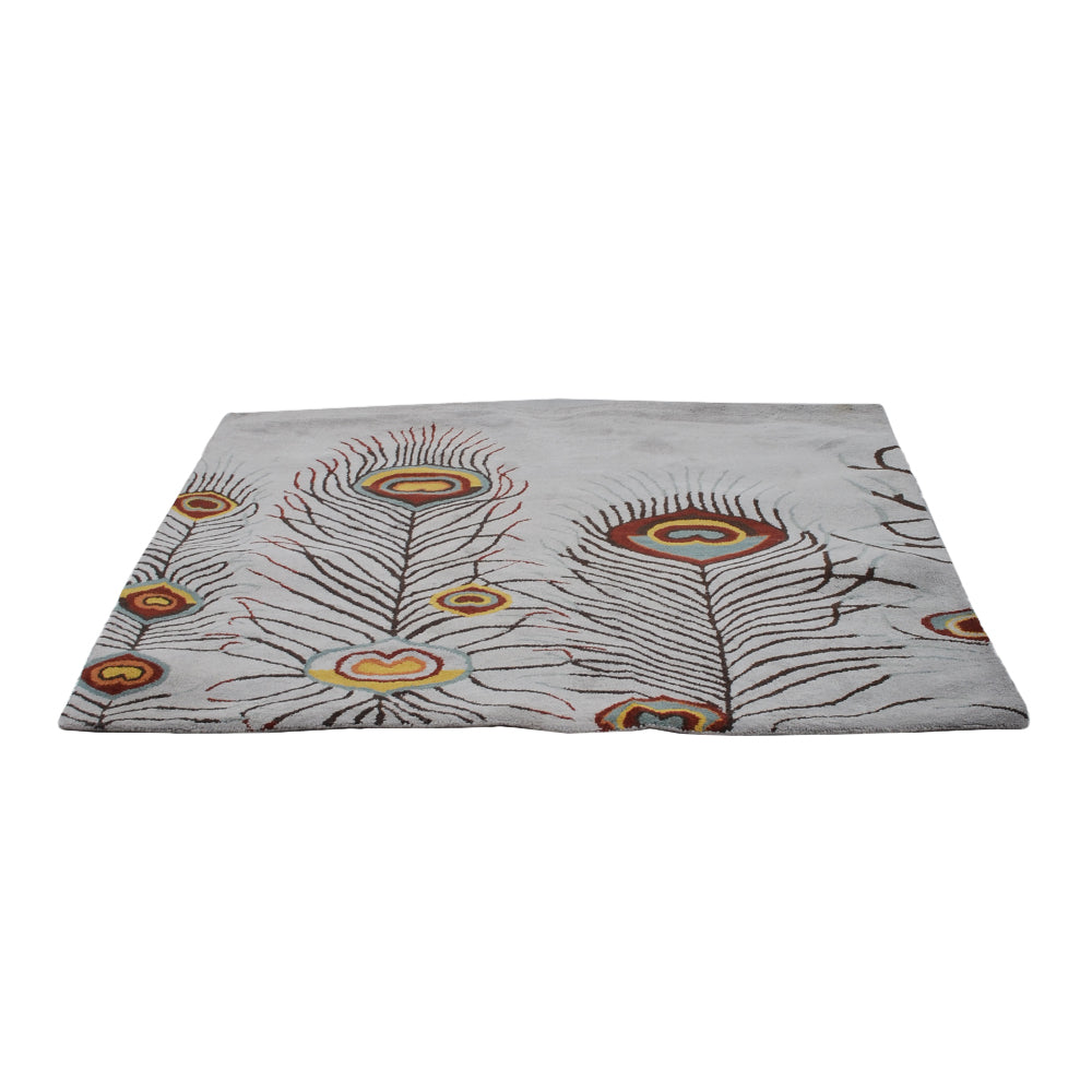 Hand Tufted Wool Area Rug Contemporary Silver K09342