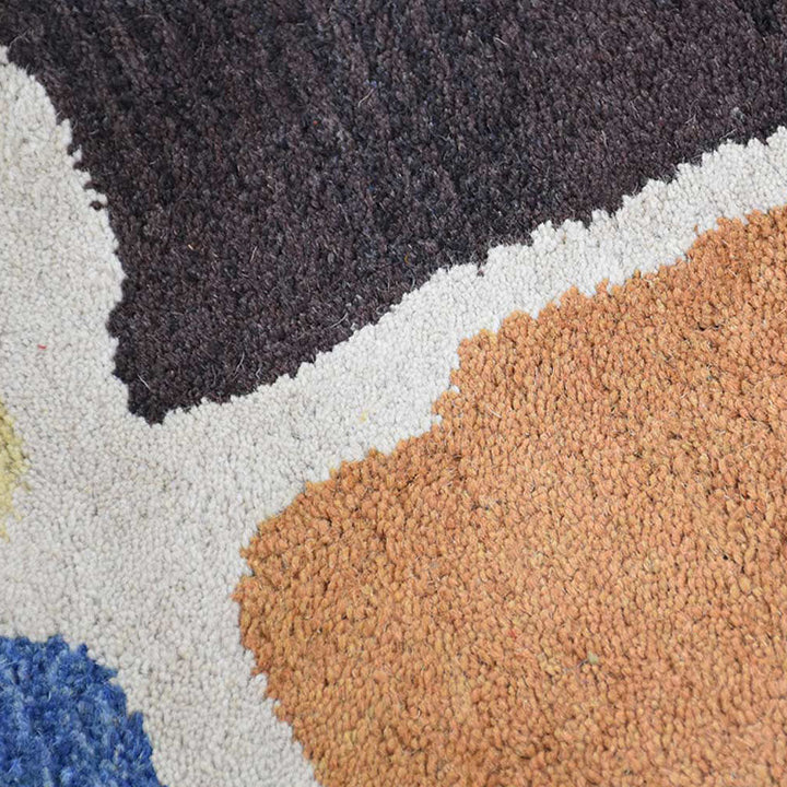 Hand Tufted Wool Area Rug Geometric Cream K2093044