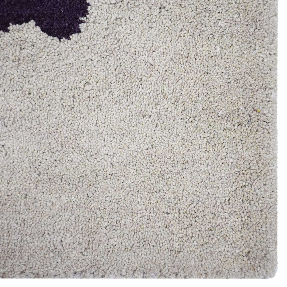 Hand Tufted Wool Area Rug Geometric Cream K2093044