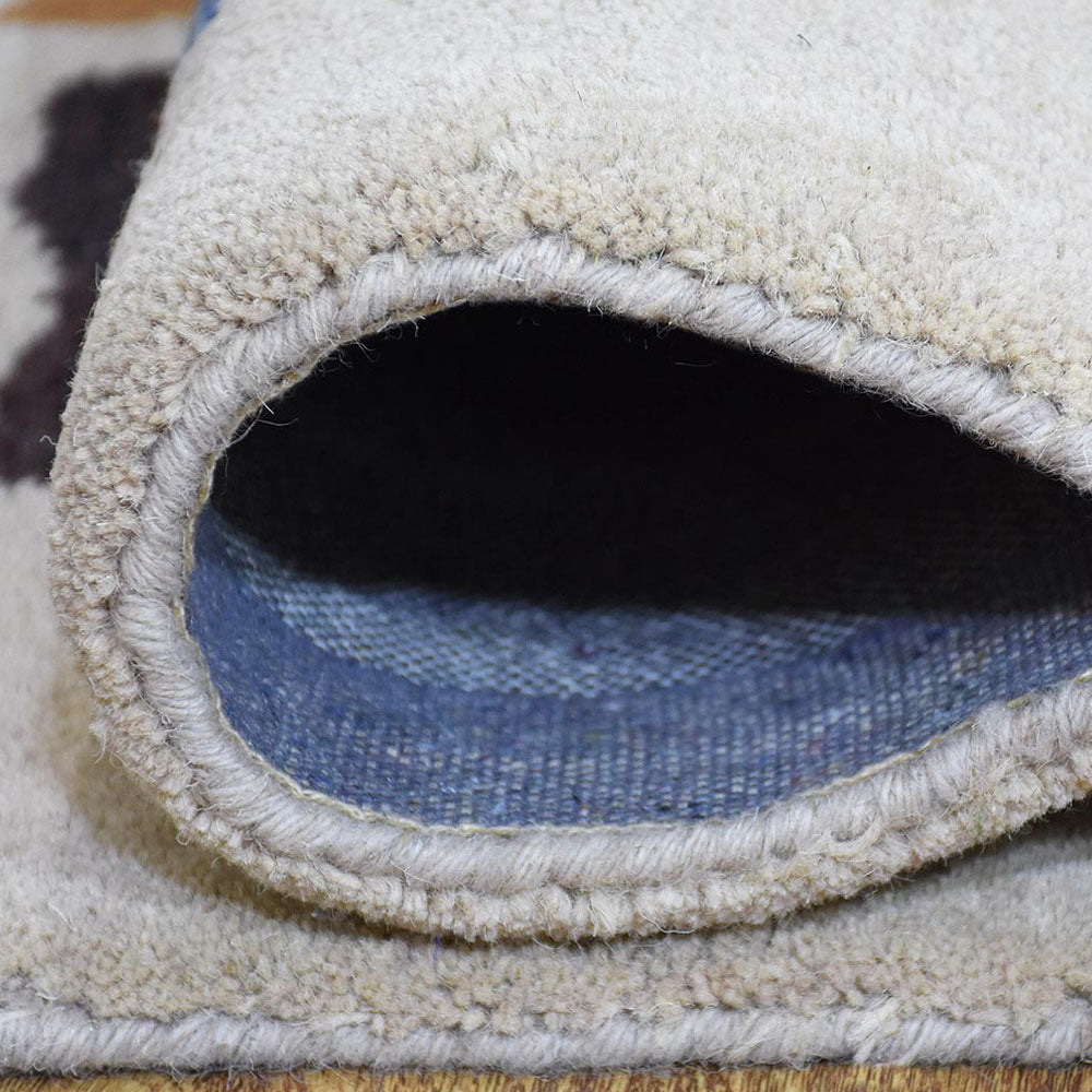 Hand Tufted Wool Area Rug Geometric Cream K2093044