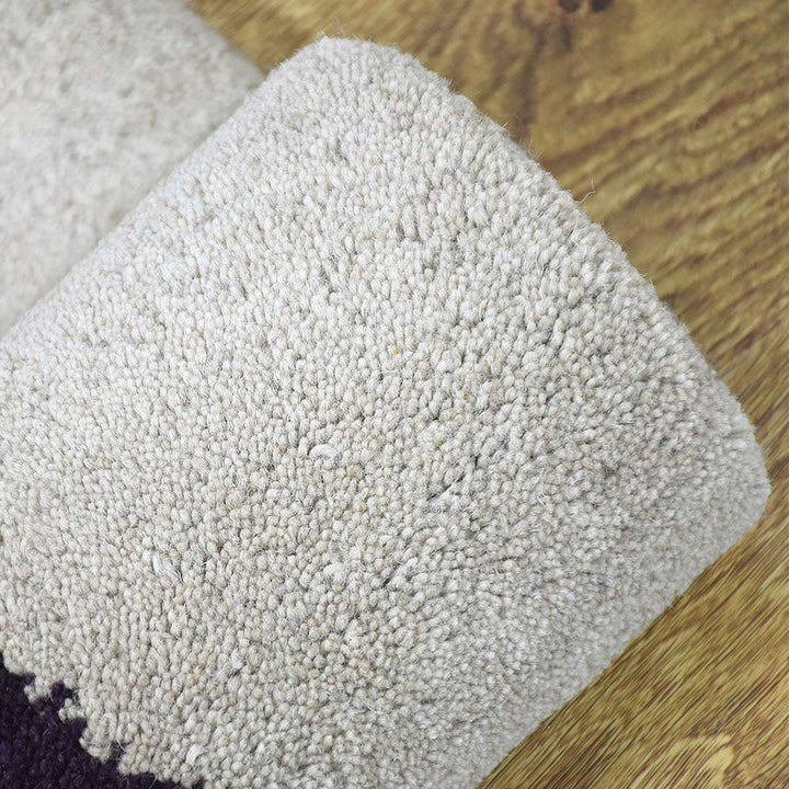 Hand Tufted Wool Area Rug Geometric Cream K2093044