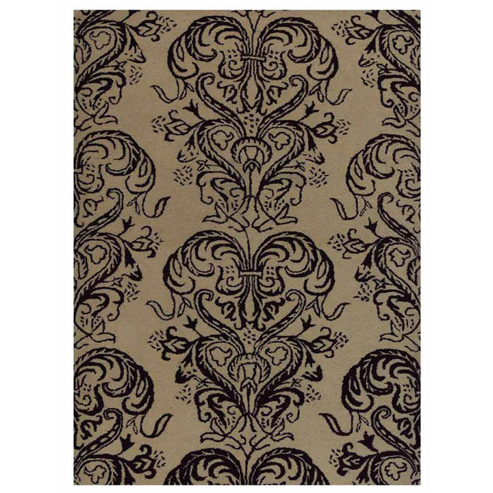 Hand Tufted Wool Area Rug Geometric Cream K2093044