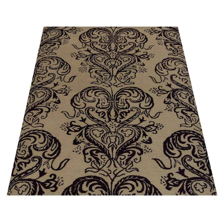 Hand Tufted Wool Area Rug Geometric Cream K2093044
