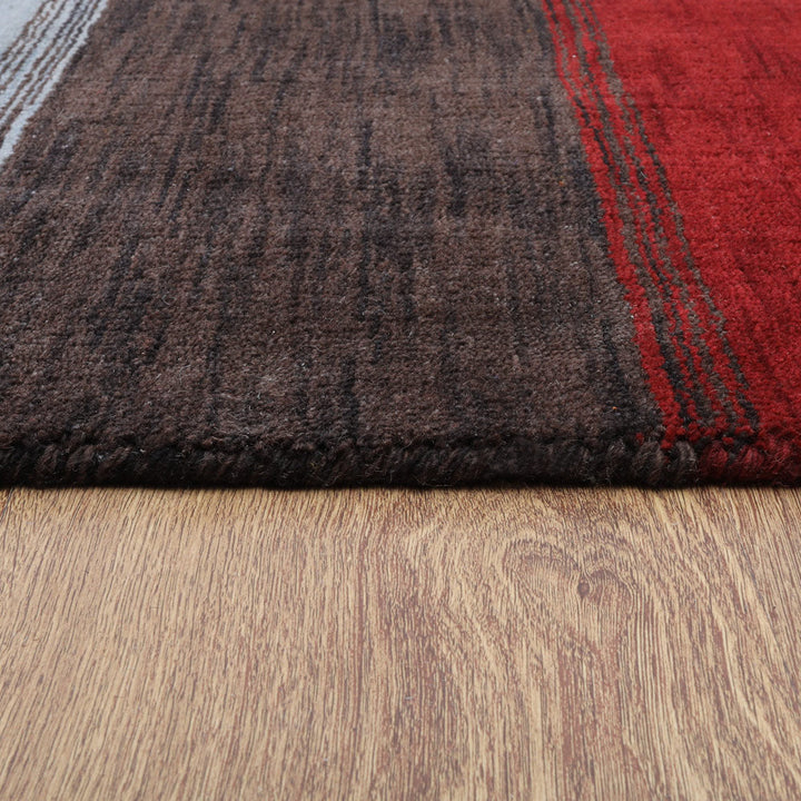 Hand Knotted Wool Area Rug Contemporary Multicolor L00098