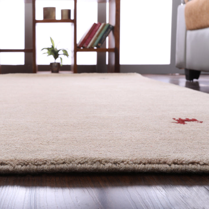 Hand Knotted Wool Area Rug Contemporary Beige L00100