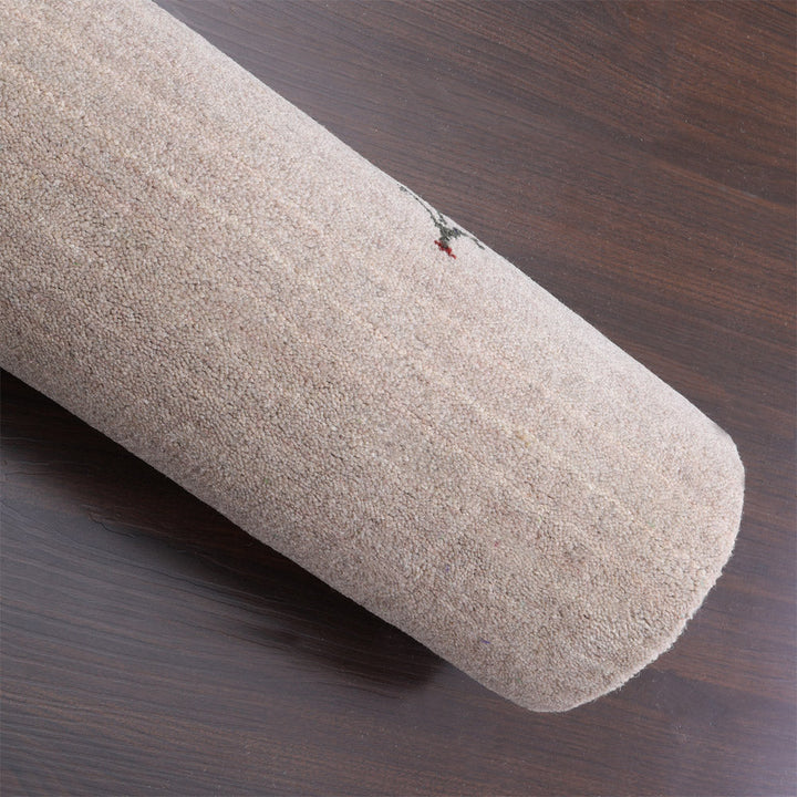 Hand Knotted Wool Area Rug Contemporary Beige L00100