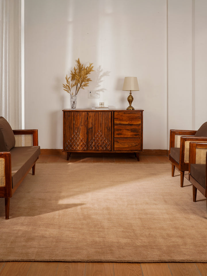 Modern Hand-Knotted Wool Rug – Solid Design