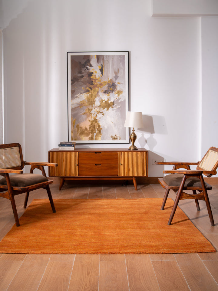 Modern Hand-Knotted Wool Rug – Solid Design