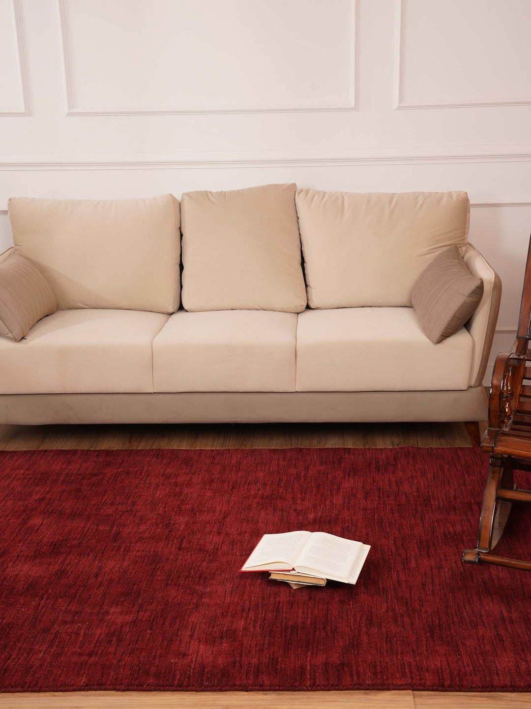 Solid Hand Knotted Wool Rug
