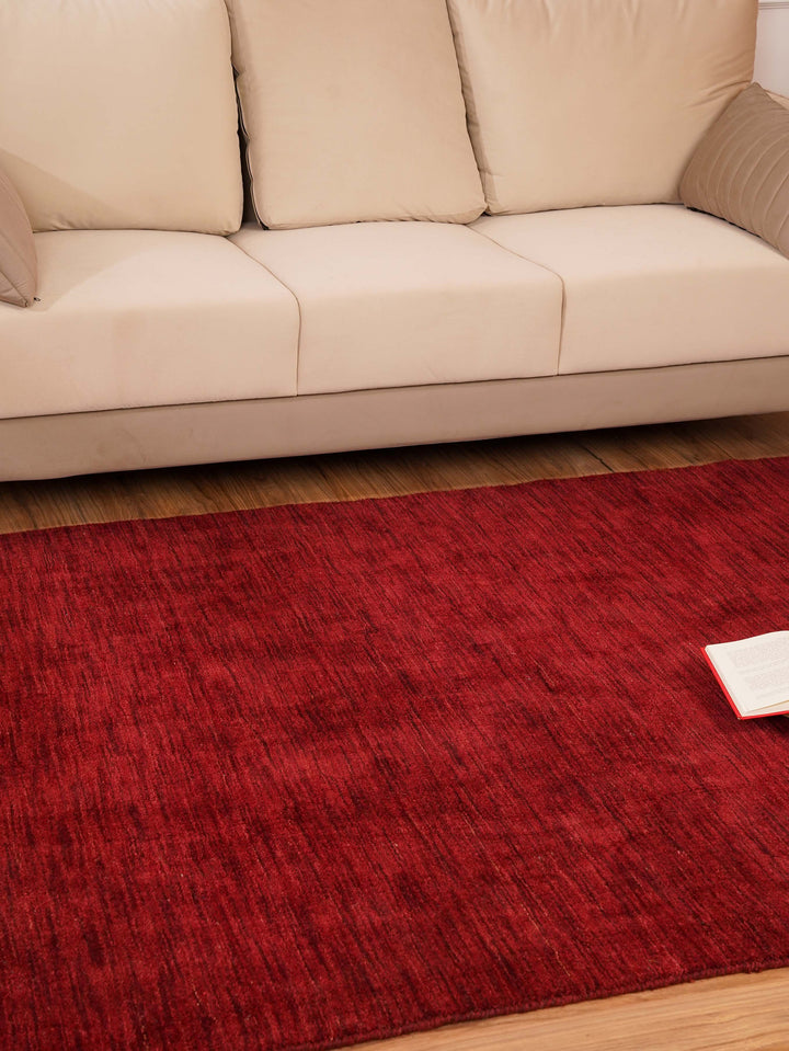 Solid Hand Knotted Wool Rug