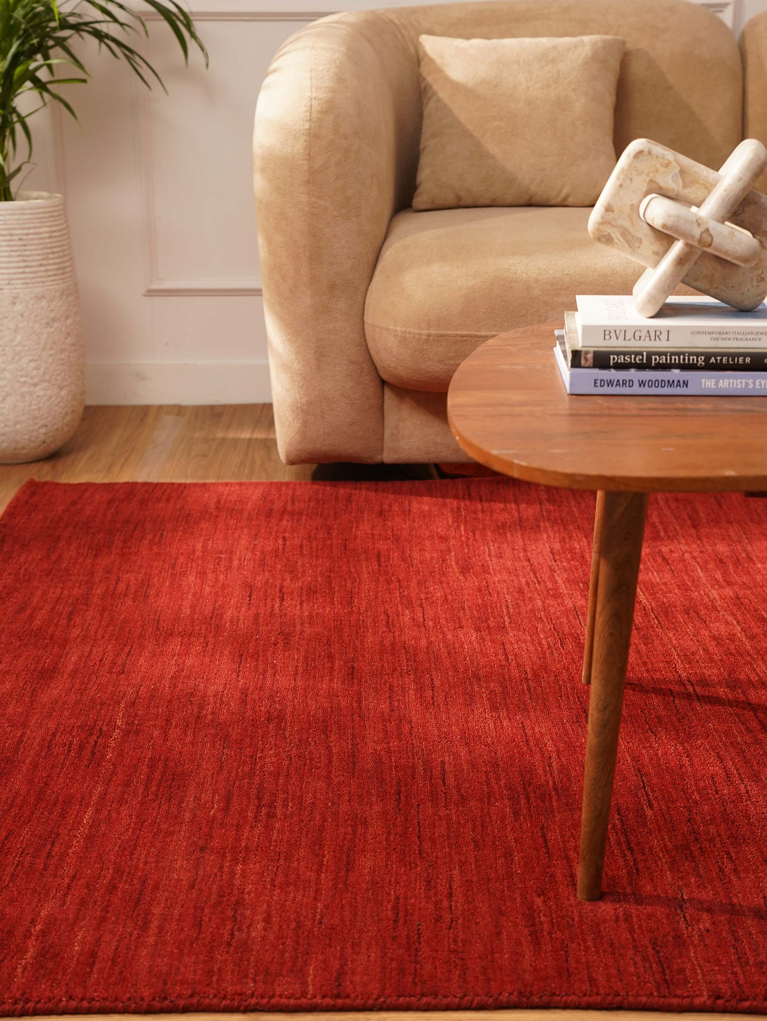 Solid Hand Knotted Wool Rug