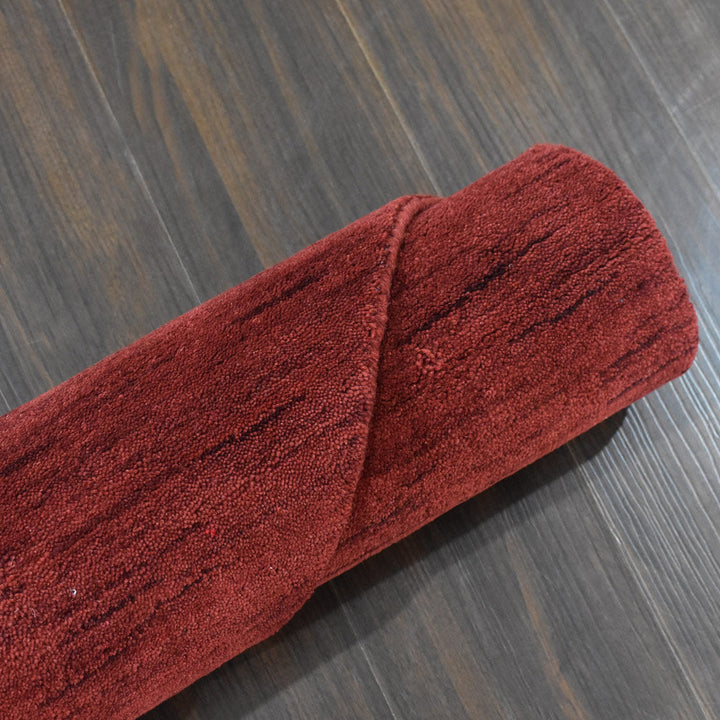 Solid Hand Knotted Wool Rug