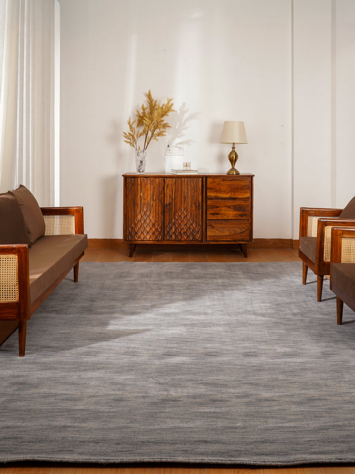 Solid Hand Knotted Wool Rug