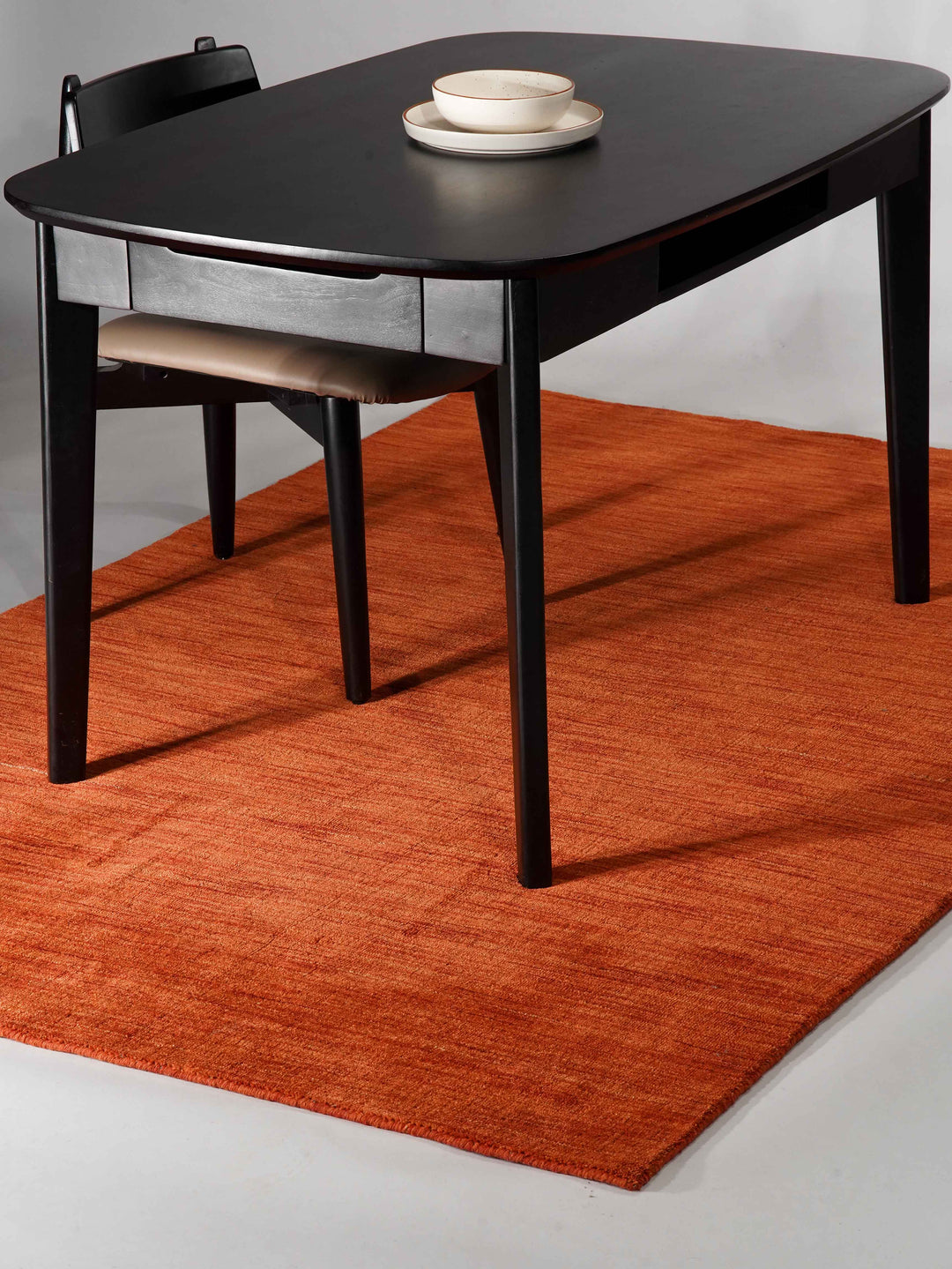 Solid Hand Knotted Wool Rug