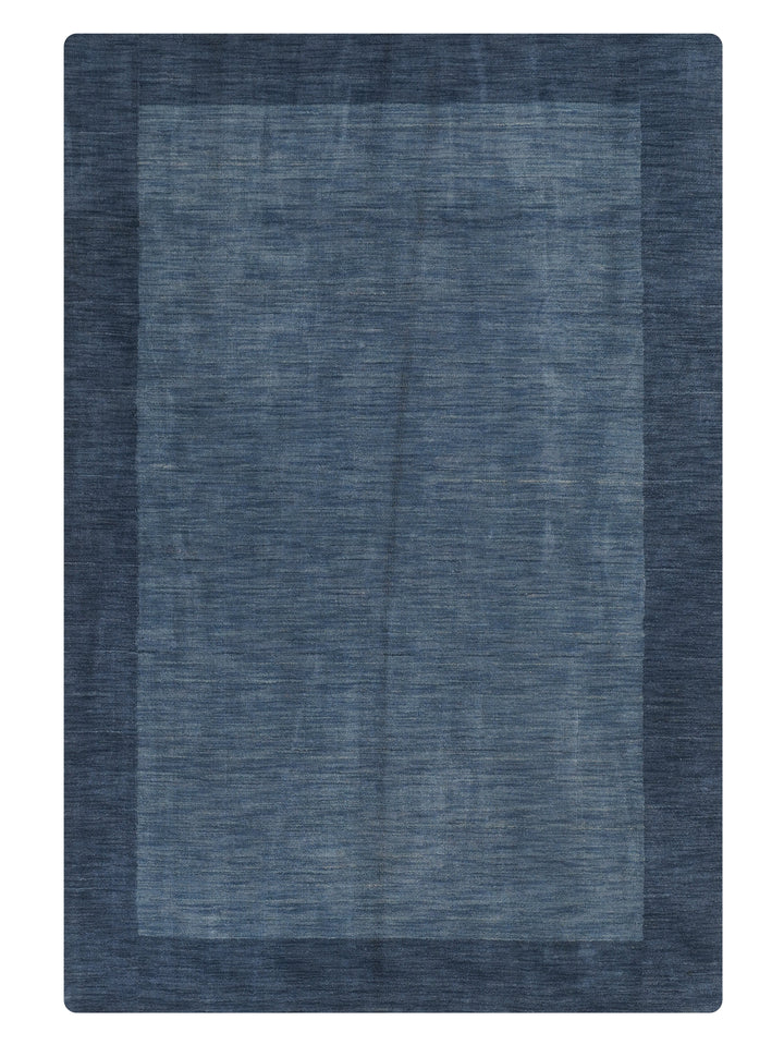 Hand Knotted Wool Area Rug Contemporary Blue L00201