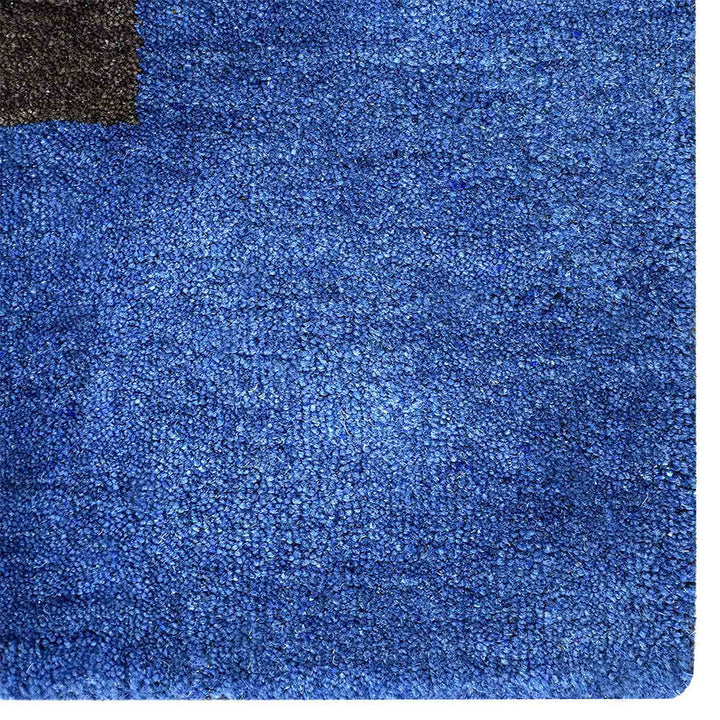Hand Knotted Wool Area Rug Contemporary Blue L00201