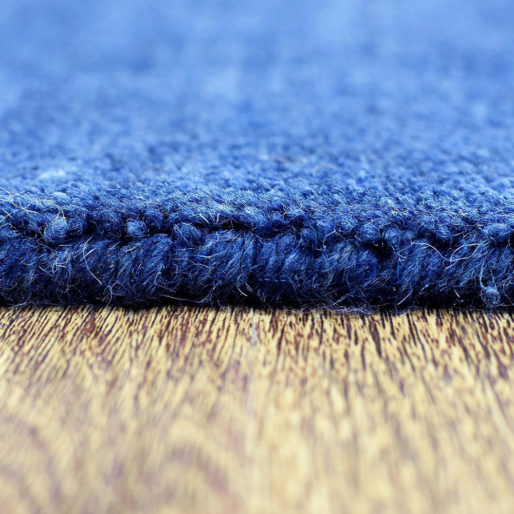 Hand Knotted Wool Area Rug Contemporary Blue L00201