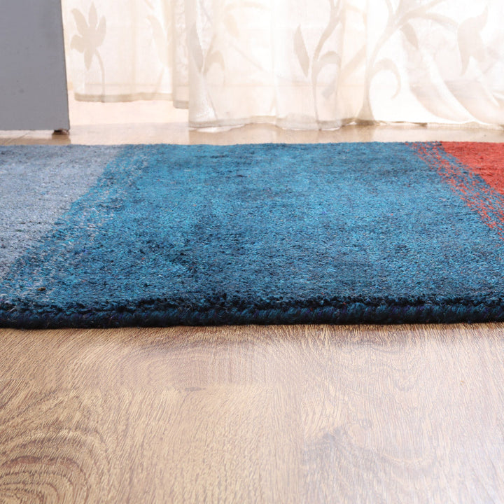 Hand Knotted Wool Area Rug Contemporary Blue Light Blue L00204