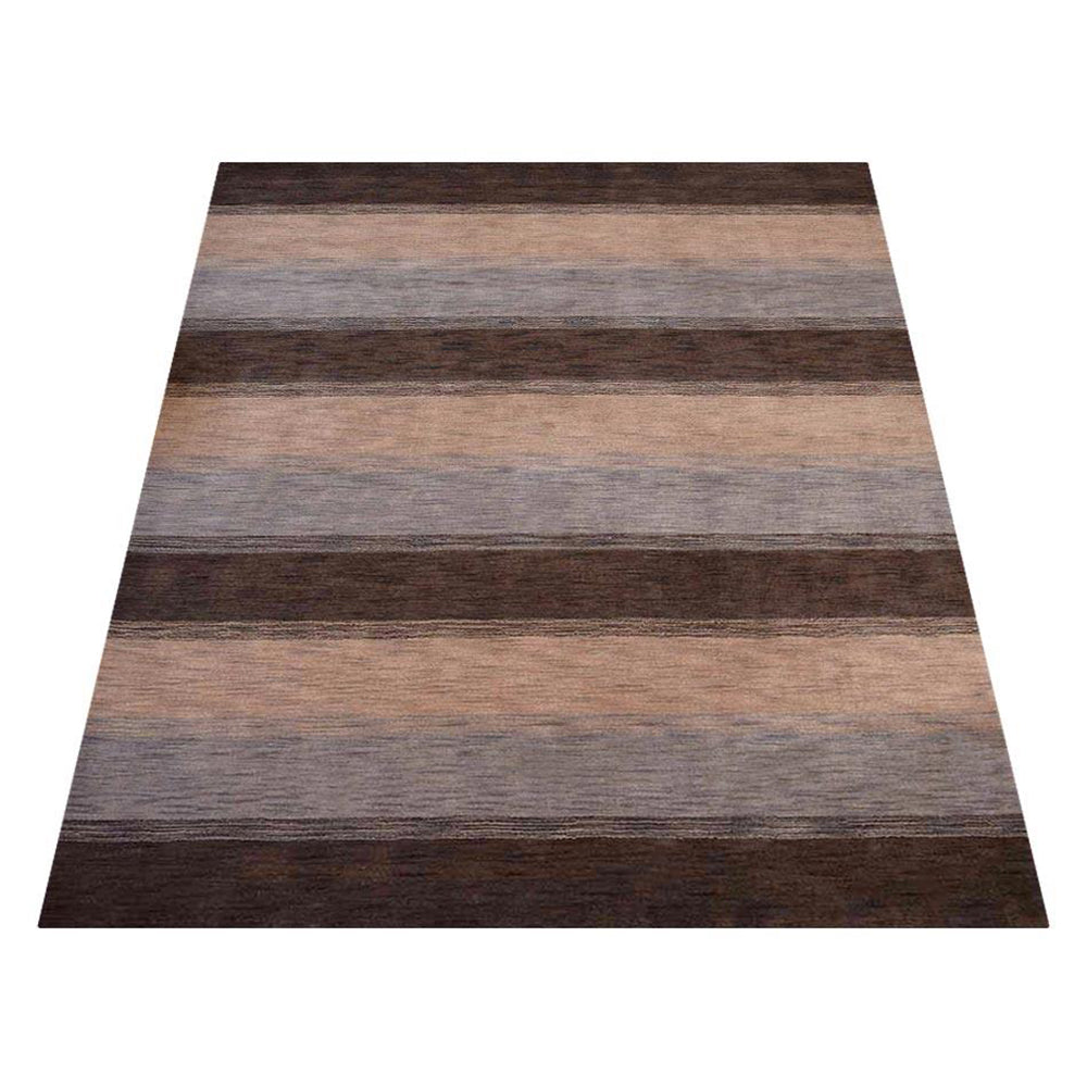 Hand Knotted Wool Area Rug Contemporary Brown Beige L00206