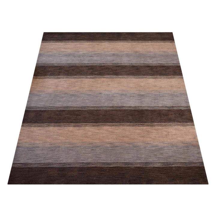 Hand Knotted Wool Area Rug Contemporary Brown Beige L00206