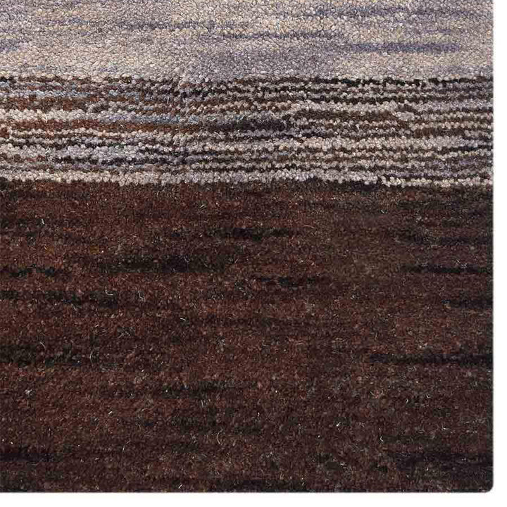 Hand Knotted Wool Area Rug Contemporary Brown Beige L00206