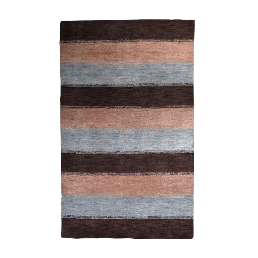 Hand Knotted Wool Area Rug Contemporary Brown Beige L00206