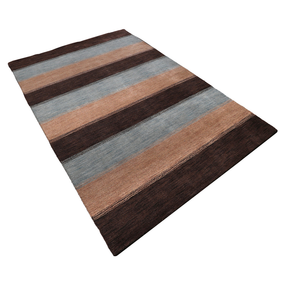 Hand Knotted Wool Area Rug Contemporary Brown Beige L00206