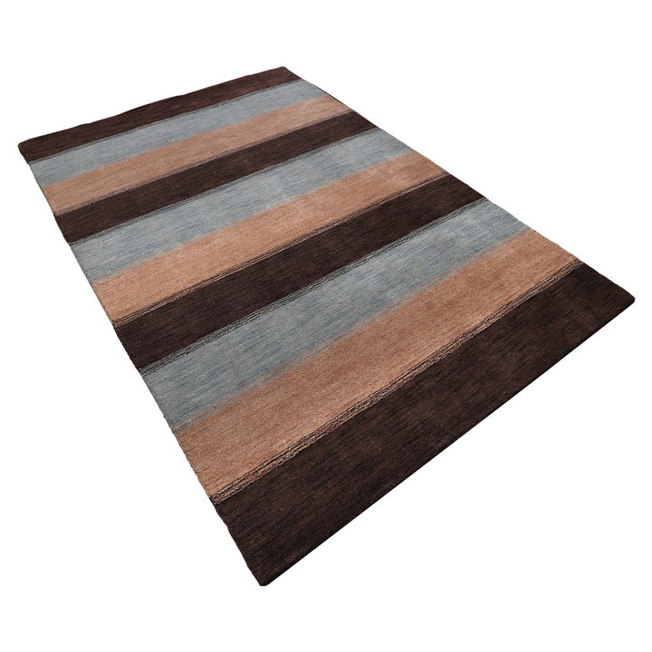 Hand Knotted Wool Area Rug Contemporary Brown Beige L00206