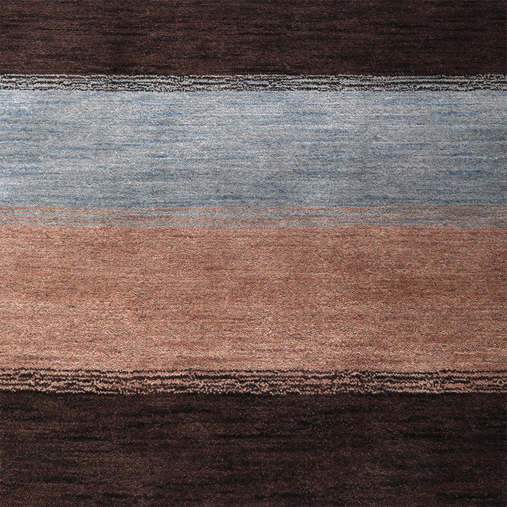 Hand Knotted Wool Area Rug Contemporary Brown Beige L00206