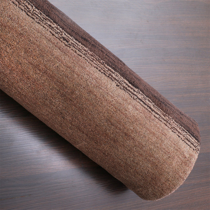 Hand Knotted Wool Area Rug Contemporary Brown Beige L00206