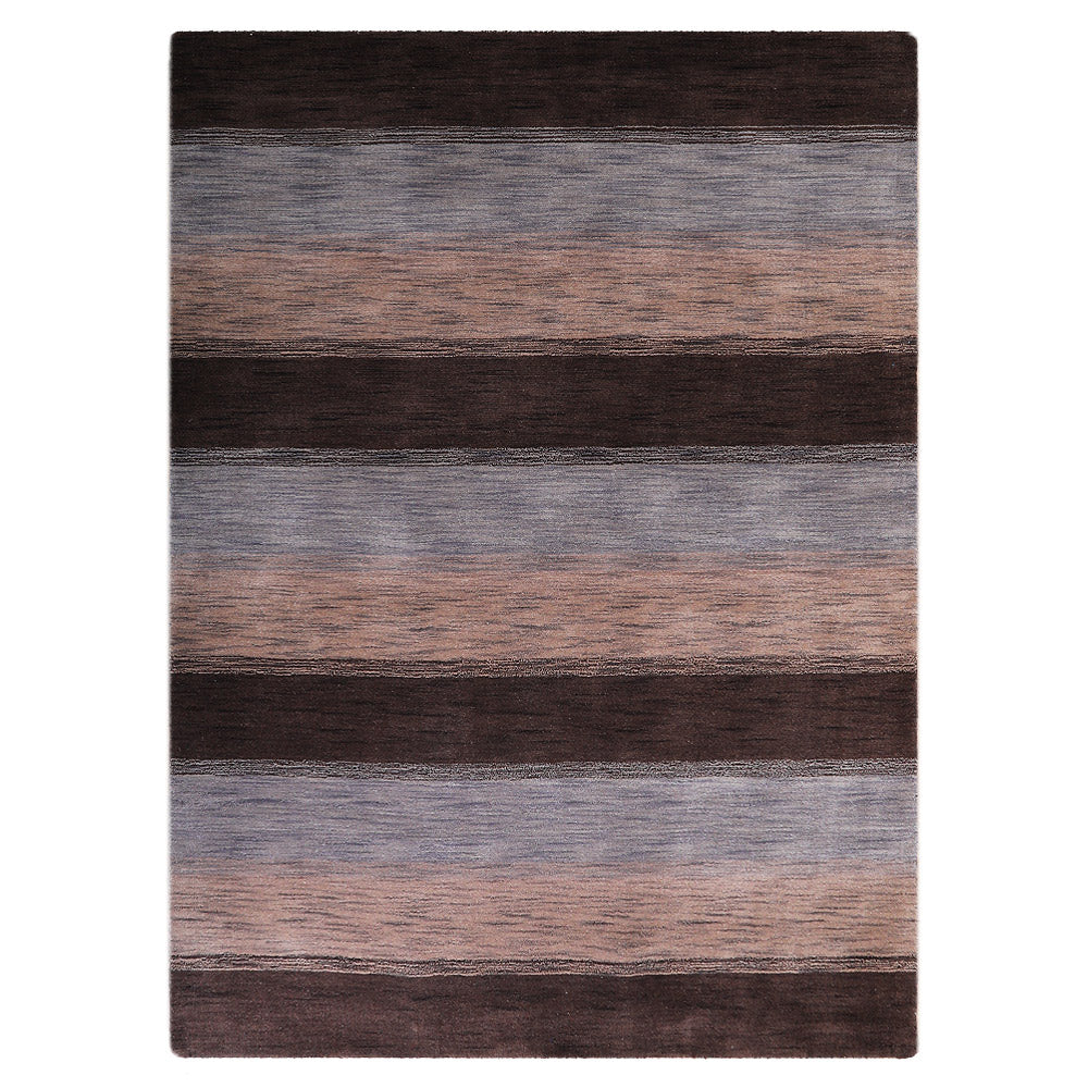 Hand Knotted Wool Area Rug Contemporary Brown Beige L00206